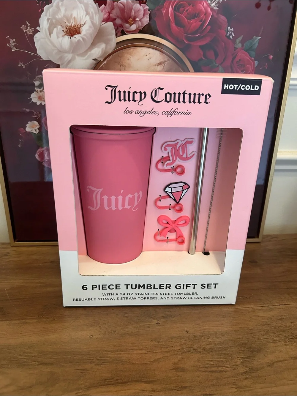 Juicy Couture Hot/Cold Tumbler Gift Set with Straw Toppers